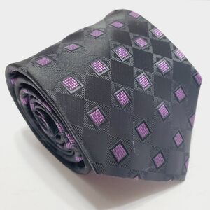 Laurant Bennet Purple & Black Geometric Men's Neck Tie Jacquard Fabric